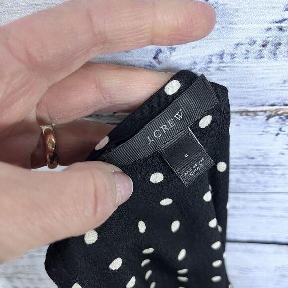 J Crew Blouse Top size 4 Black Ivory Polka Dots Modest Career Church Wedding - Picture 14 of 14